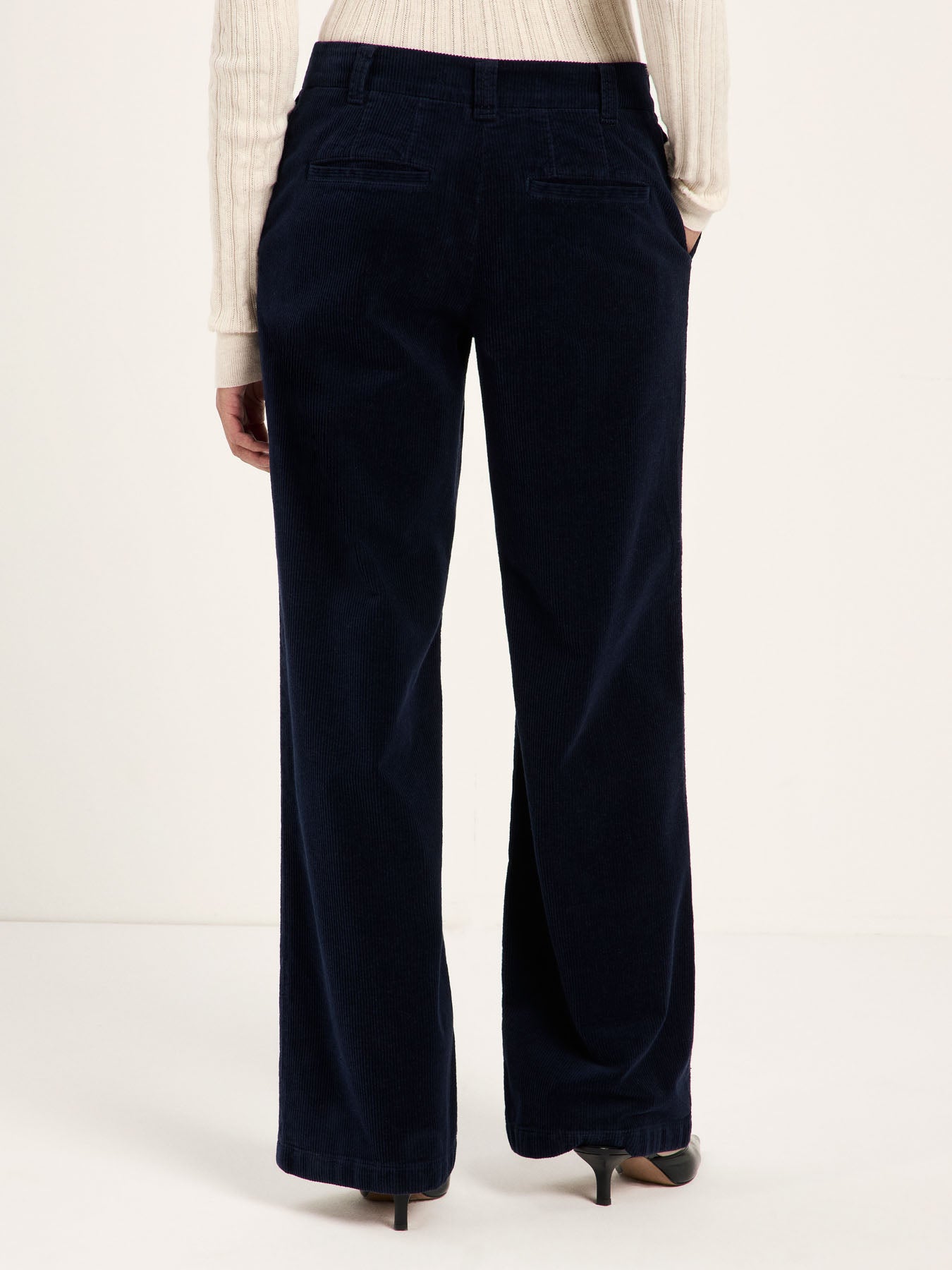 Pantalon Marlene côtelé LANIUS Bleu nuit, poches passepoilées – vue de dos