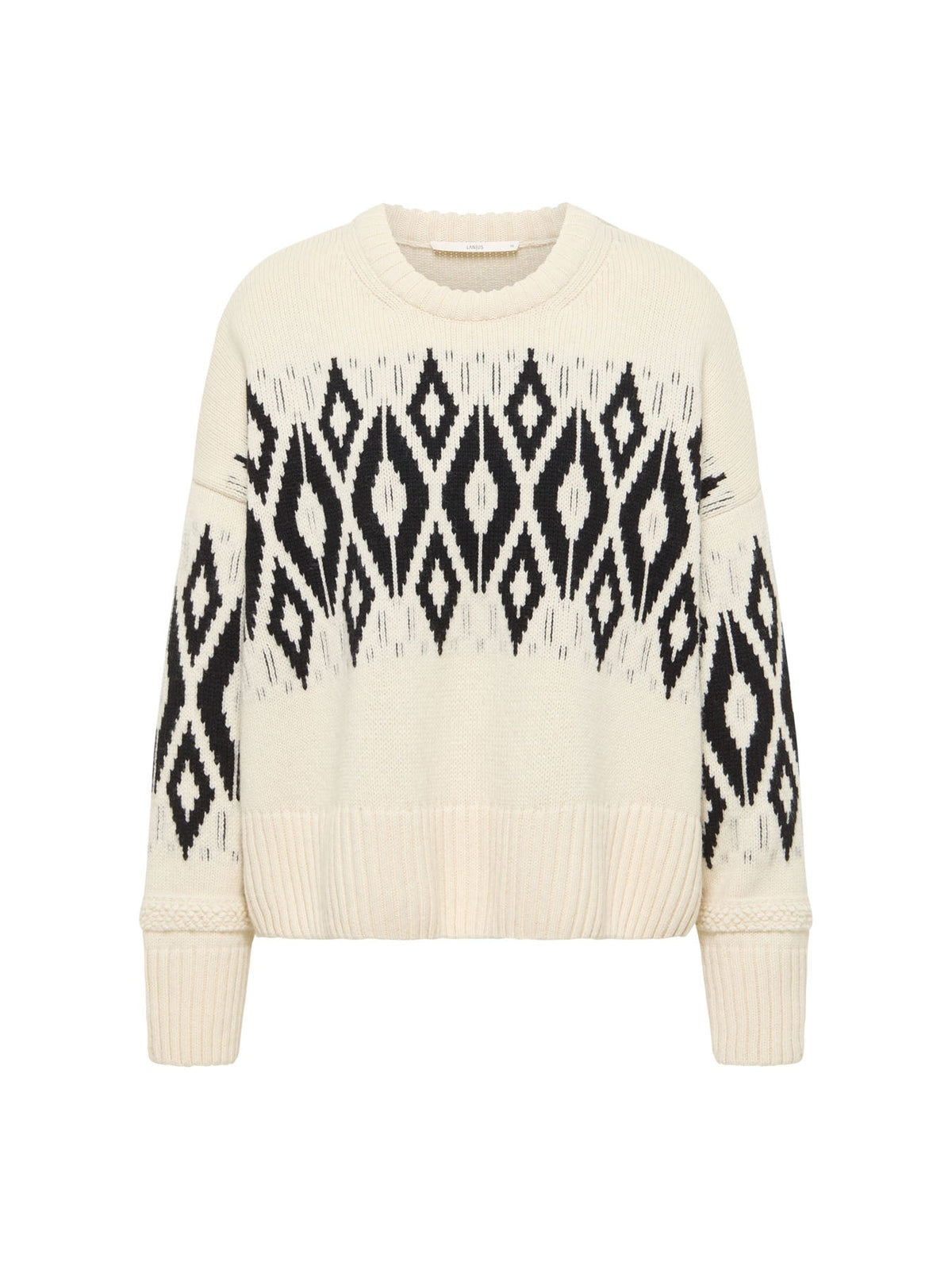 Pull norvégien LANIUS écru et noir – vue à plat