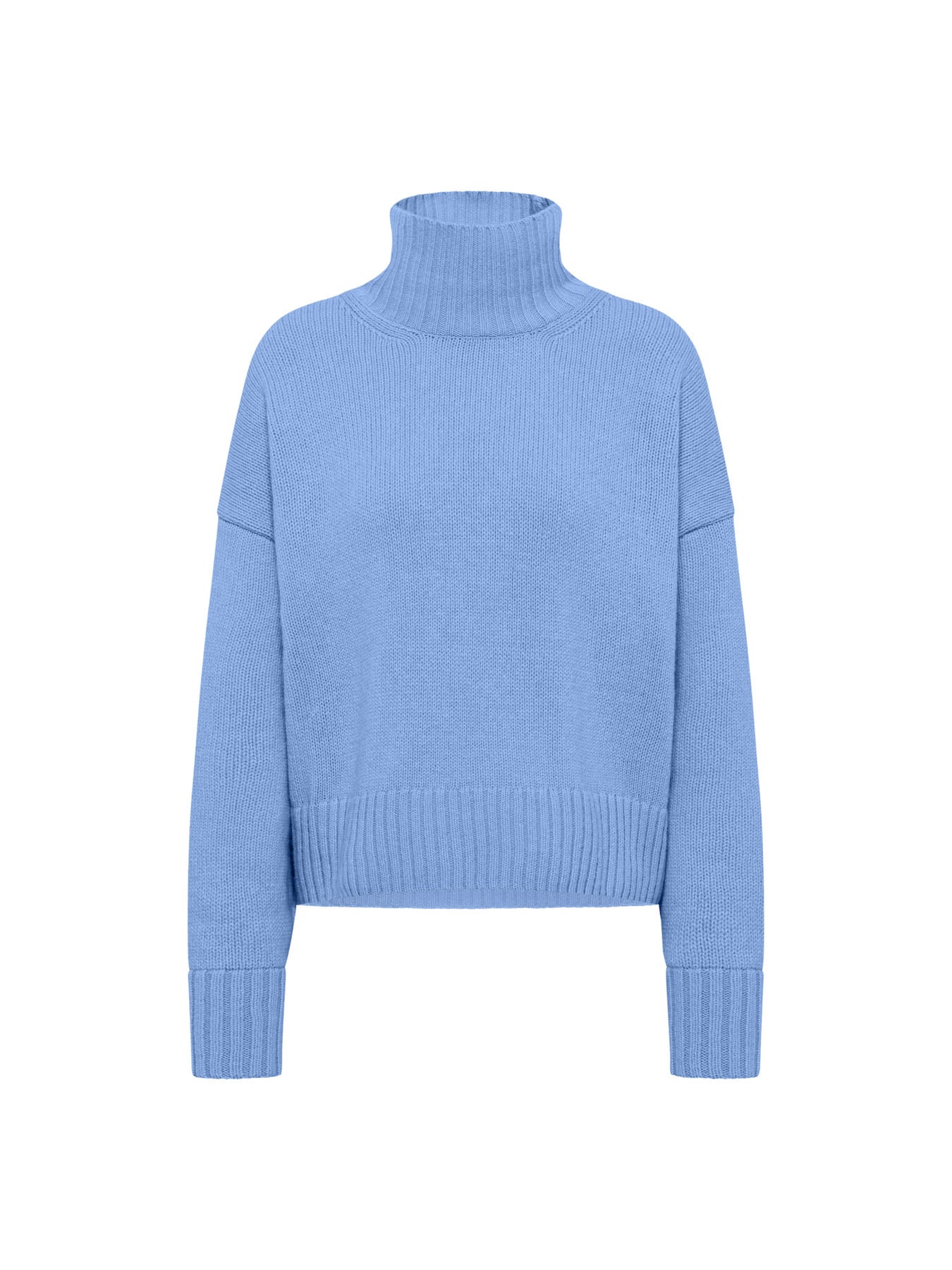 Pull oversize en laine vierge et coton bio LANIUS Bleu clair chiné – à plat