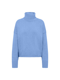 Pull oversize en laine vierge et coton bio LANIUS Bleu clair chiné – à plat