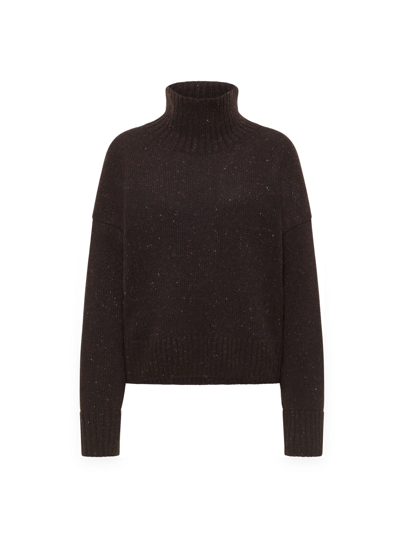 Pull oversize en maille mouchetée LANIUS Chocolat tweed – à plat