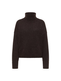 Pull oversize en maille mouchetée LANIUS Chocolat tweed – à plat