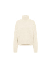 Pull oversize en laine vierge et coton bio LANIUS Blanc cassé – à plat