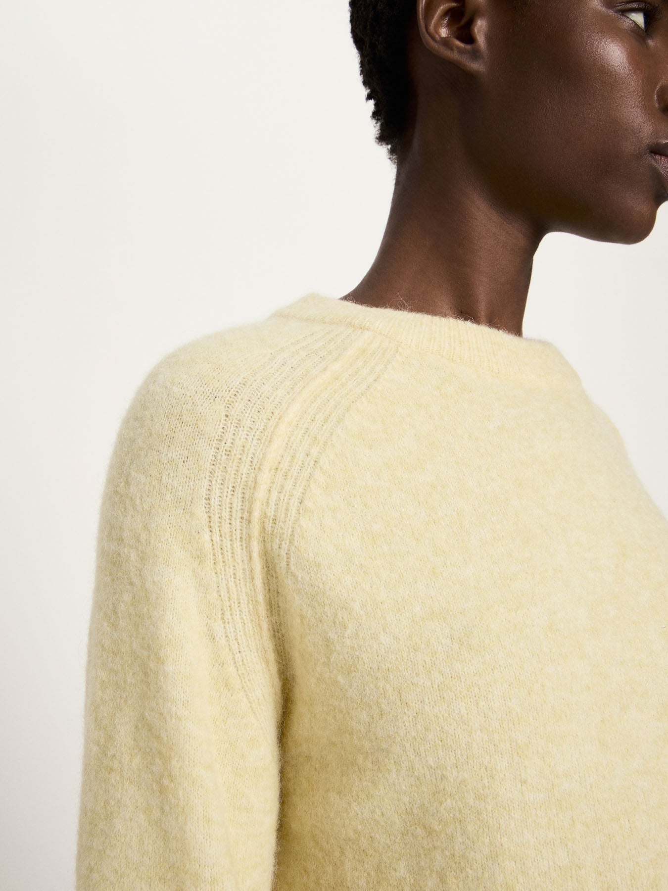 Pull raglan LANIUS Mélange Soleil Pastel – détail de la maille