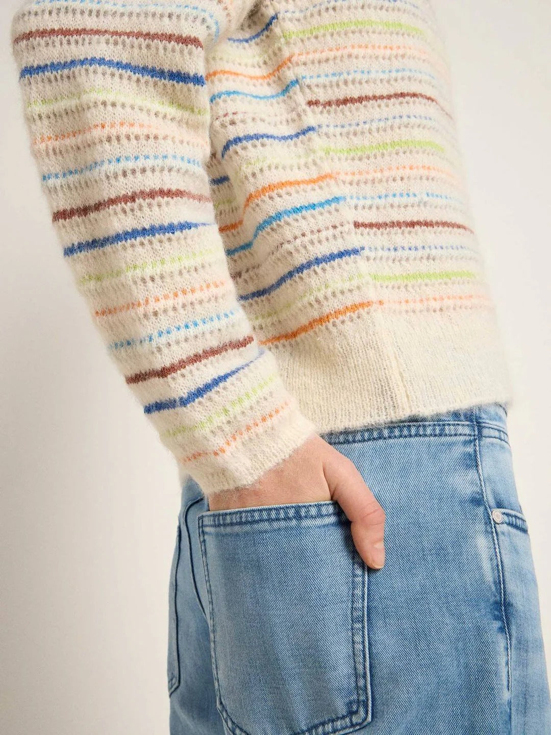 Pull rayé mélange alpaga LANIUS Multicolore – détail du tricot