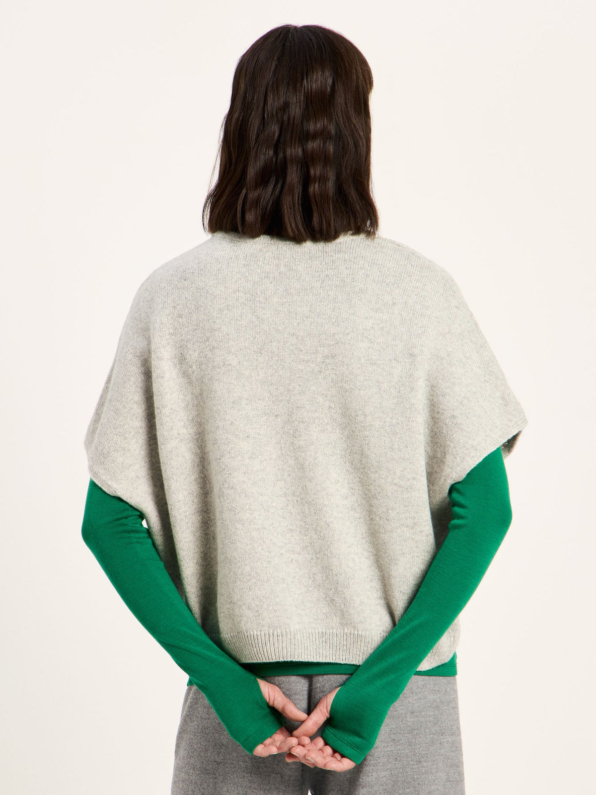Pull sans manches LANIUS gris chiné – vue de dos