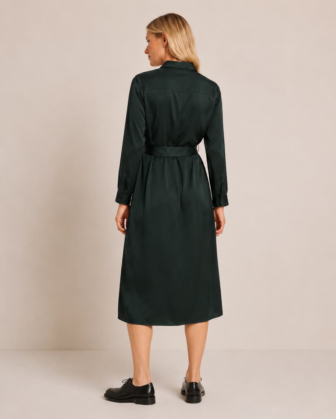 Robe chemise TENCEL LANIUS Vert Forêt – vue de dos