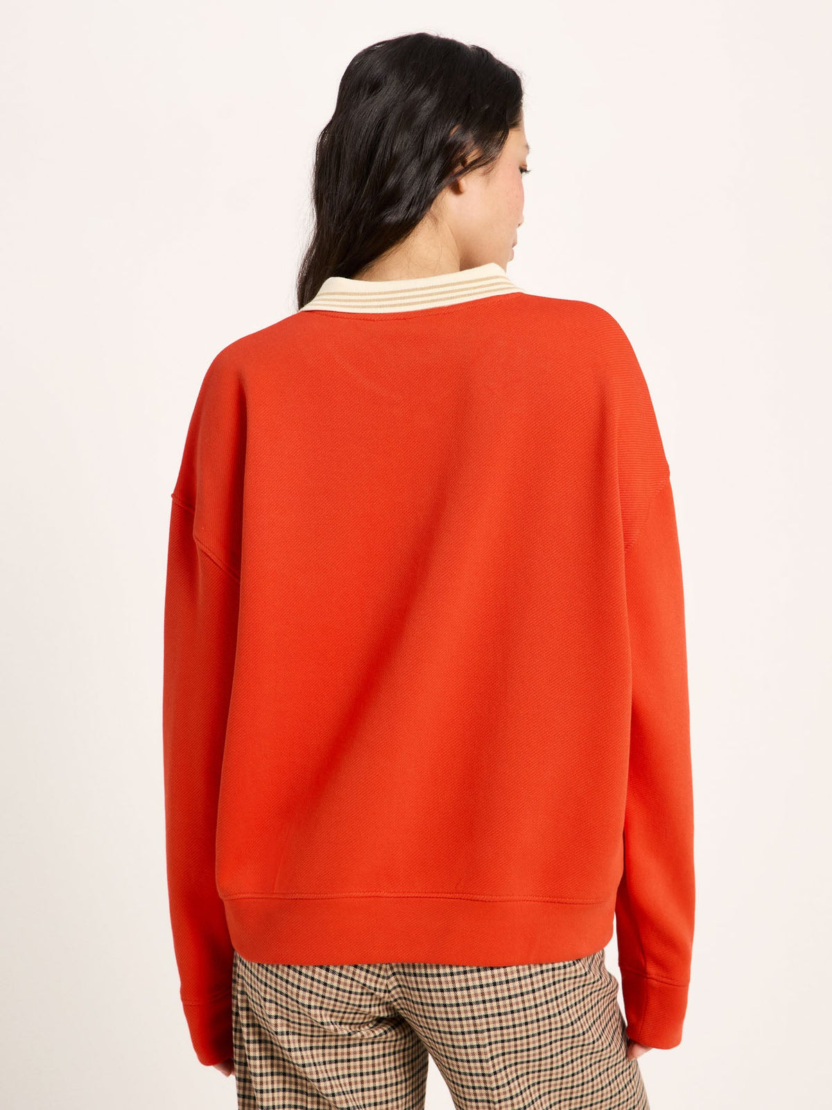 Sweat col polo LANIUS Rouge feu – vue de dos