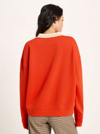 Sweat col polo LANIUS Rouge feu – vue de dos