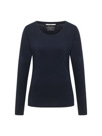 T-shirt à manches longues en coton bio LANIUS Bleu nuit – à plat
