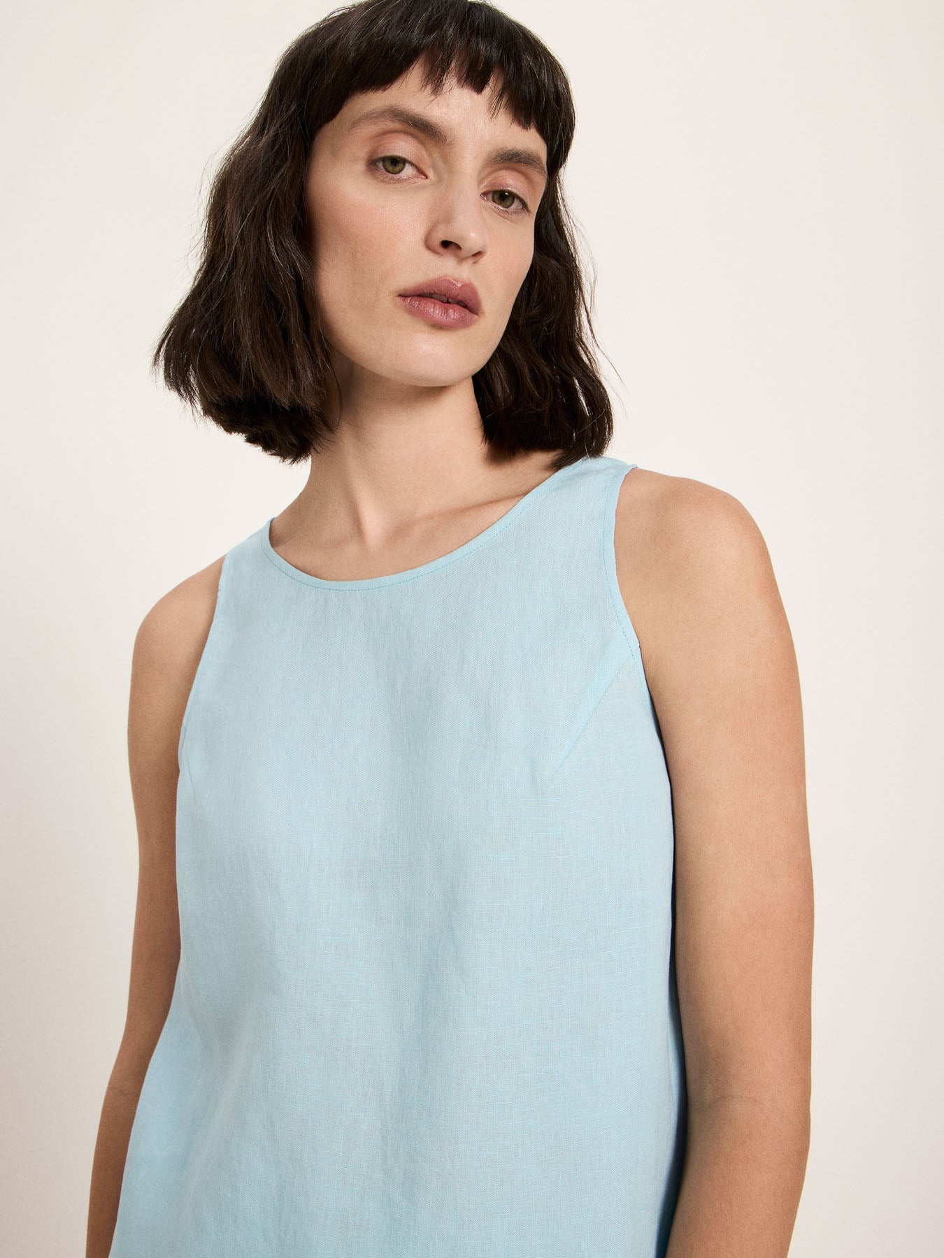 Top sans manches lin bio LANIUS Bleu Ciel – vue de dos