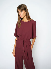 Blouse Rikala Miley MOS MOSH Port Royale à larges manches mi-longues – vue de trois quarts, buste