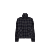 Blouson à carreaux MOS MOSH Salute Navy – vue de face à plat, zip apparent et poches à rabat