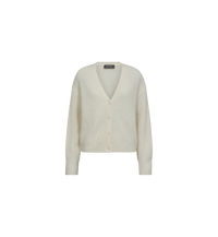 Cardigan col V Thora en maille d'alpaga et laine MOS MOSH Écru – vue de face