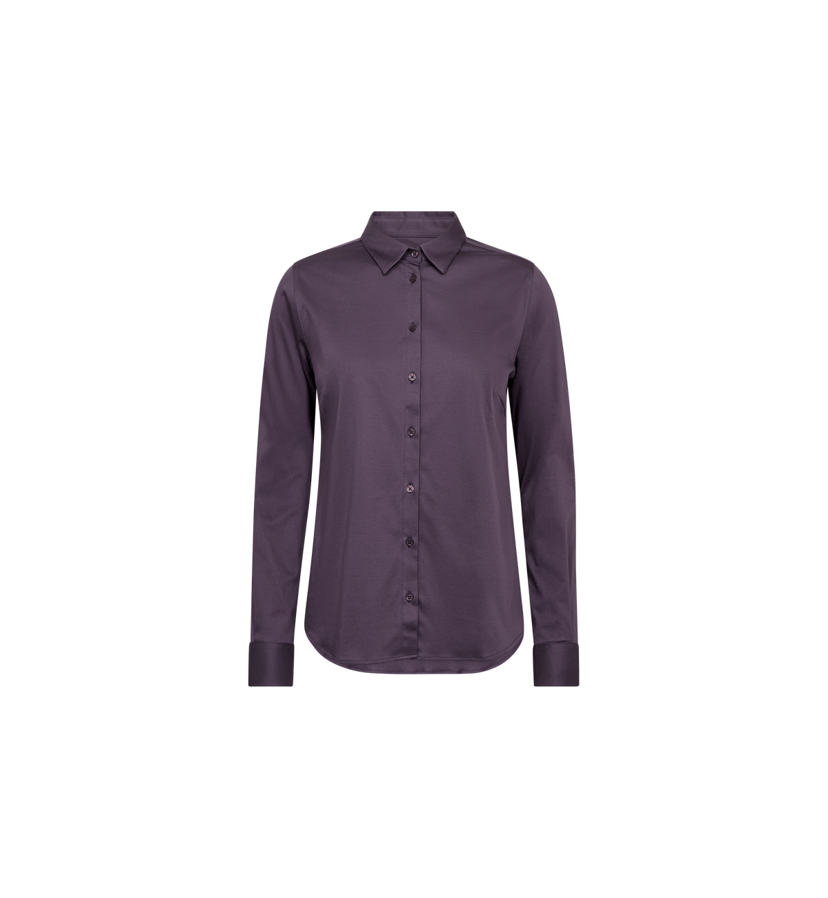 Chemise ajustée en jersey MOS MOSH Sweet Grape – vue de face à plat, col classique et boutonnage