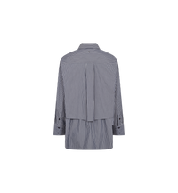 Chemise oversize à rayures MOS MOSH Salute Navy – vue de dos à plat, empiècements superposés