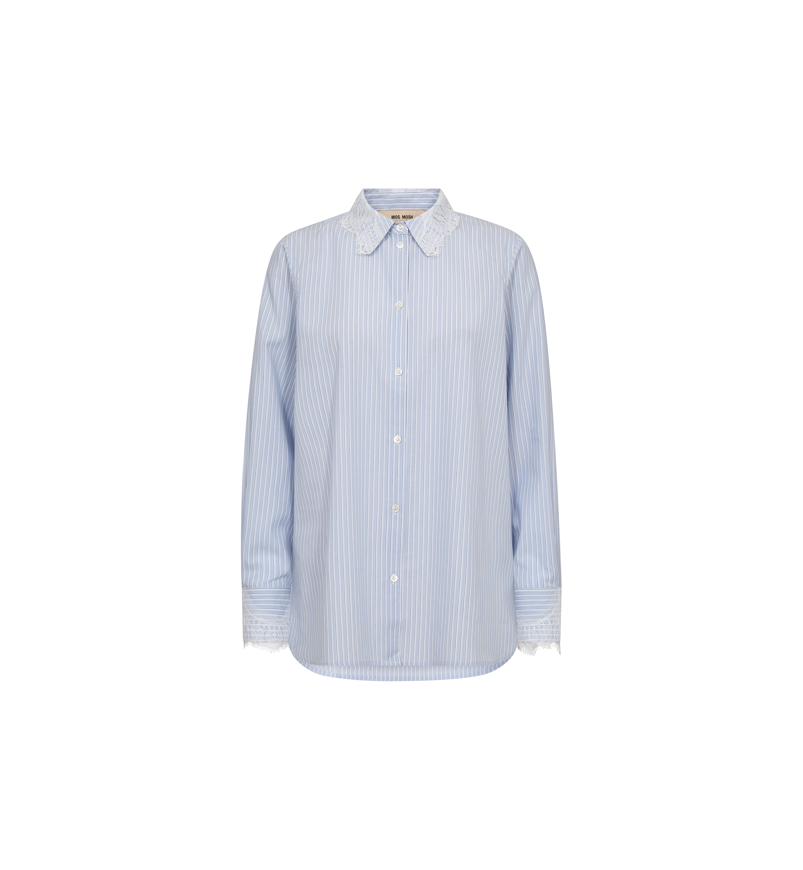 Chemise Elinda à rayures et dentelle MOS MOSH Brunnera Blue – vue de face