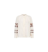 Chemise brodée MOS MOSH écru – vue de face à plat, col officier