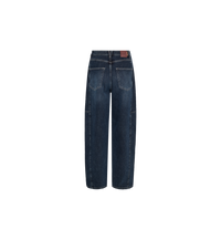 Jean jambe tonneau MOS MOSH Dark Blue – vue de dos à plat, finition cinq poches