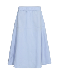 Jupe midi Ellaja MOS MOSH Brunnera Blue – vue de face, silhouette évasée