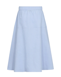 Jupe midi Ellaja MOS MOSH Brunnera Blue – vue de trois quarts, tombé fluide