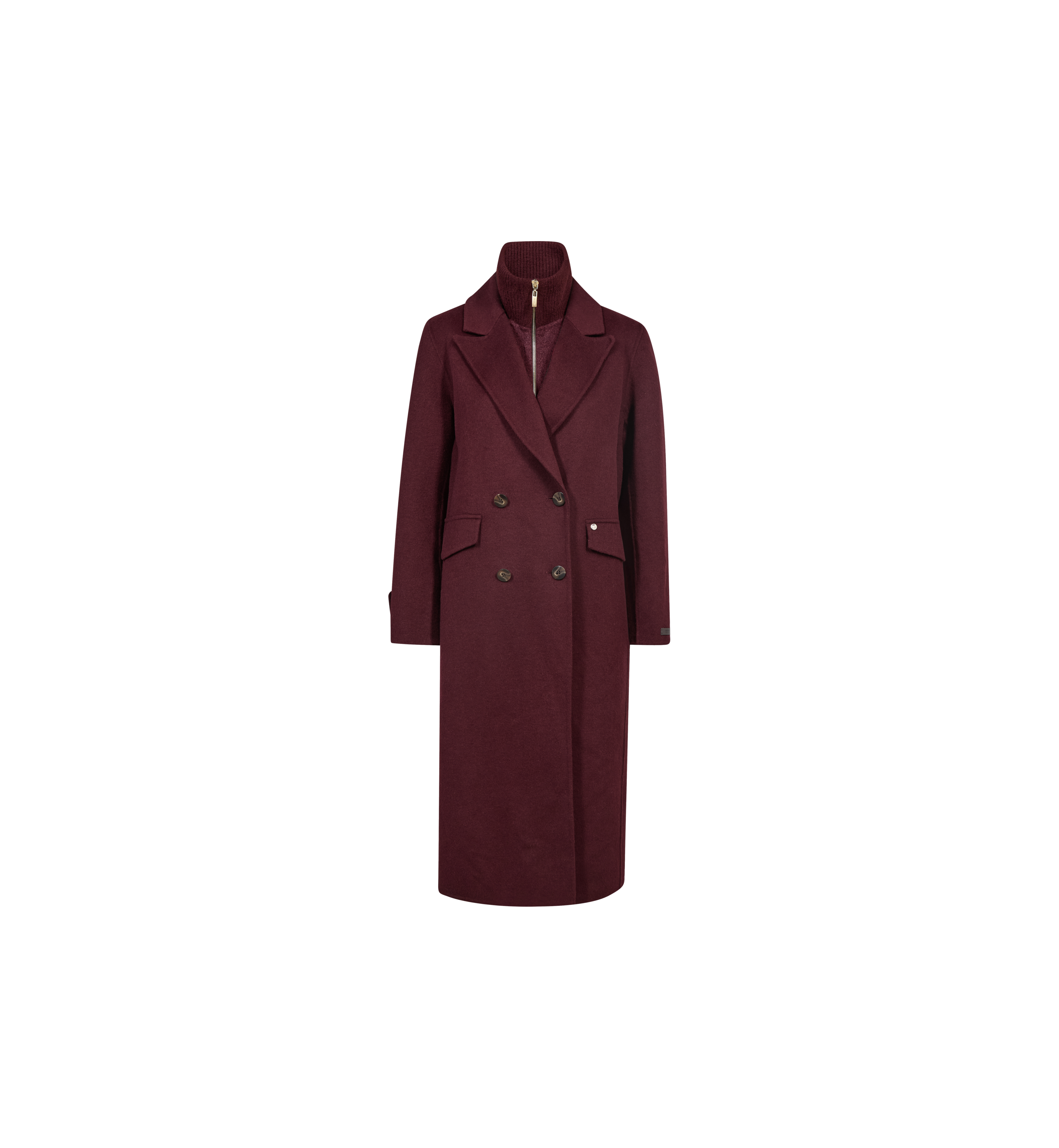 Manteau long en laine MOS MOSH Port Royale – vue de face à plat, double boutonnage et col cranté