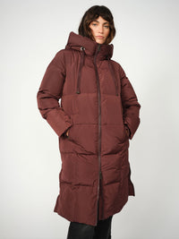 Manteau en duvet Nova Square MOS MOSH Fudge – vue de face, capuche et matelassage à carreaux