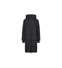 Manteau en duvet Nova Square MOS MOSH Gris foncé – vue de face, capuche et matelassage à carreaux