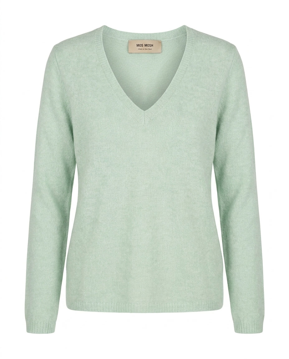 Pull col V « Mape Sophia » MOS MOSH vert d’eau – vue de face