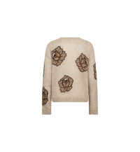 Pull à roses jacquard MOS MOSH Doeskin – vue de dos à plat, roses réparties sur le dos