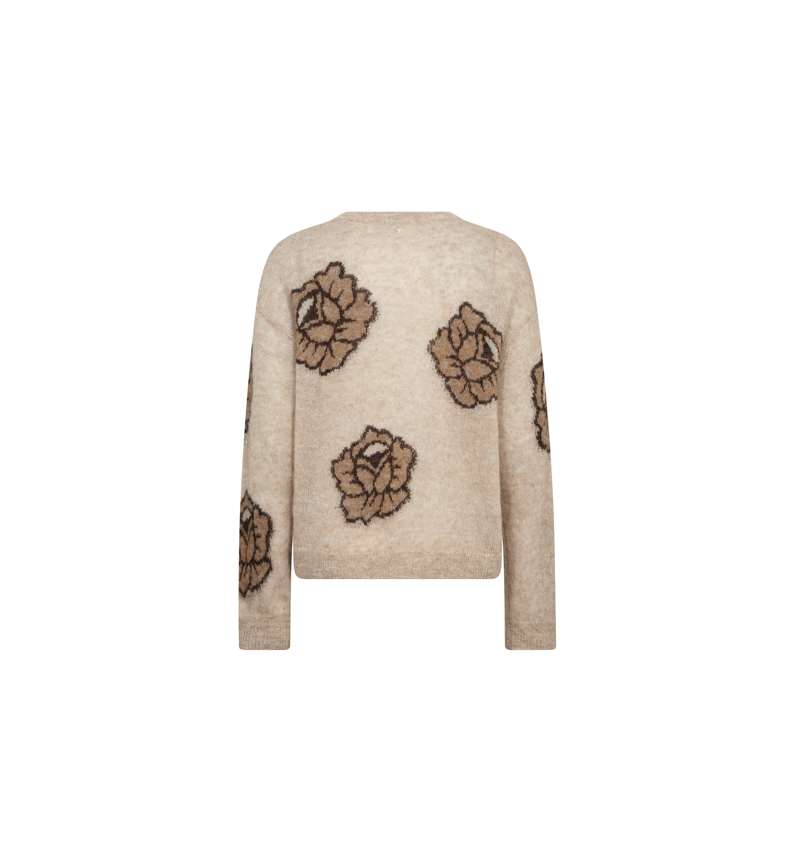 Pull à roses jacquard MOS MOSH Doeskin – vue de dos à plat, roses réparties sur le dos
