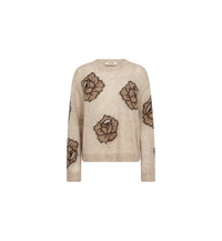 Pull à roses jacquard MOS MOSH Doeskin – vue de face à plat, col rond