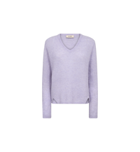 Pull col V en maille légère MOS MOSH Violet Tulip – vue de face à plat