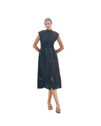 Robe midi Aria Mono en coton biologique MOS MOSH Noir – vue de face