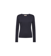 T-shirt manches longues col bateau MOS MOSH Salute Navy – vue de face à plat