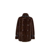 Veste en fausse fourrure MOS MOSH Delicioso – vue de face à plat, double boutonnage et col montant
