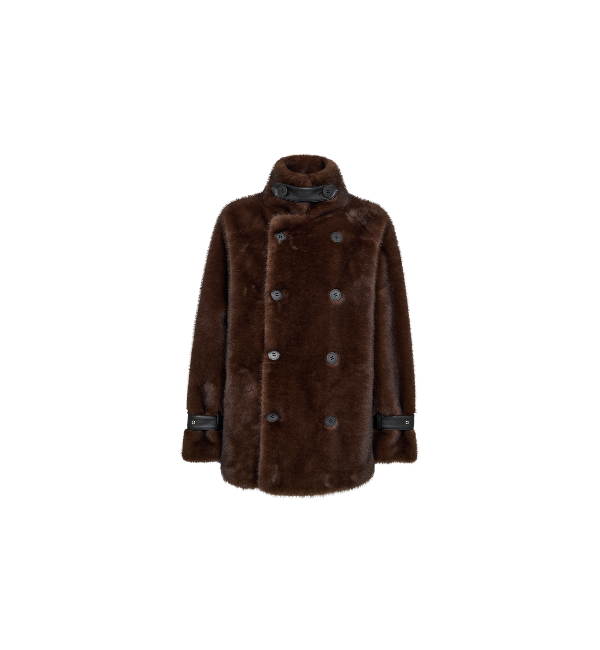 Veste en fausse fourrure MOS MOSH Delicioso – vue de face à plat, double boutonnage et col montant
