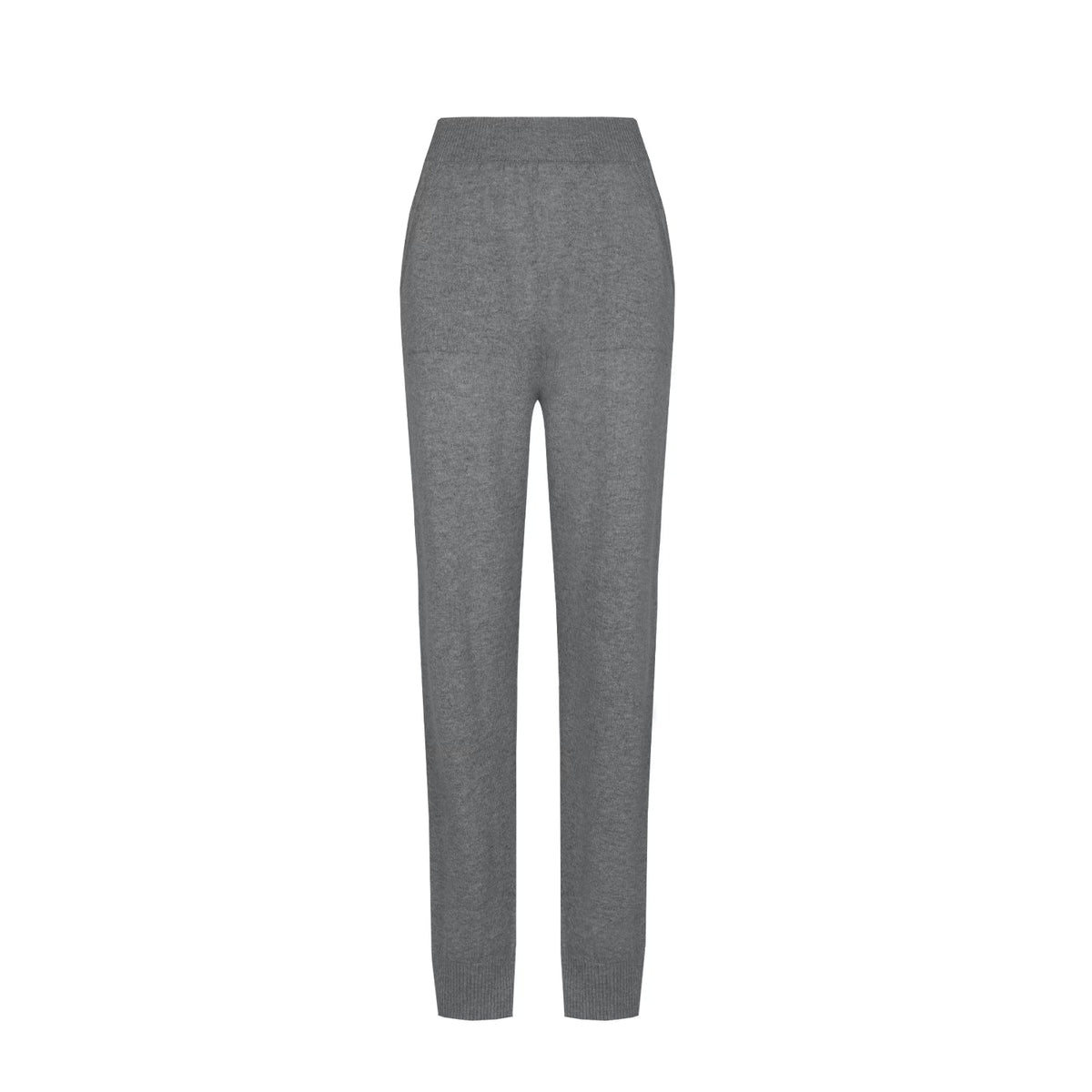 Jogging en cachemire Nuage Cashmere gris, vue de face à plat, jambe fuselée