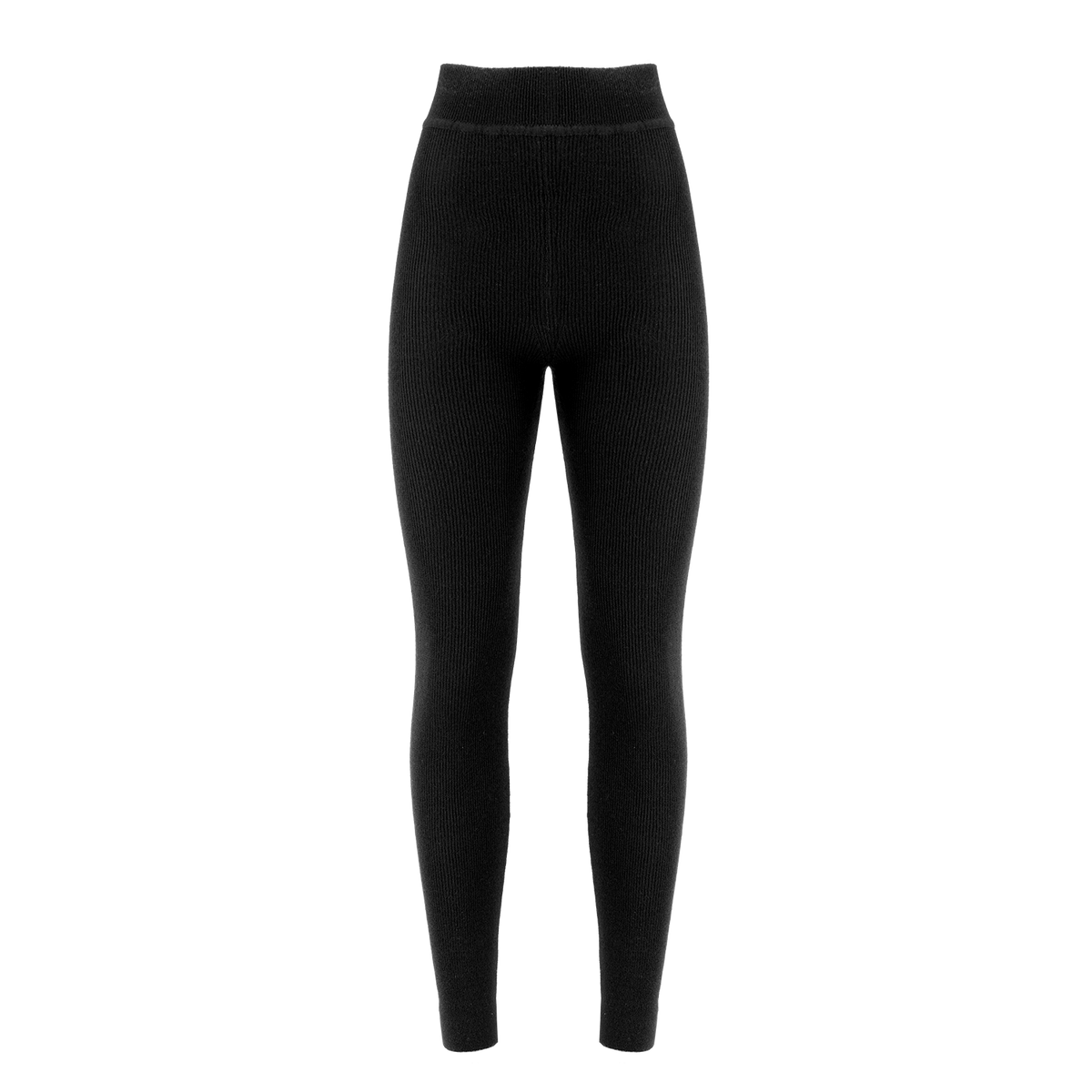 Legging en cachemire Nuage Cashmere noir, vue de face à plat, ceinture large