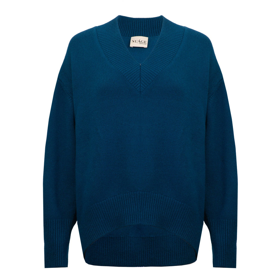 Nuage Cashmere Pull col V « Iconic » – Bleu Canard