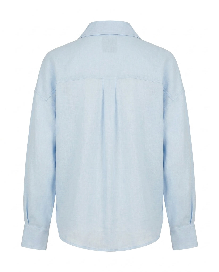 Chemise oversize en lin VAN PALMA Bleu Ciel – vue de dos