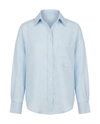 Chemise oversize en lin VAN PALMA Bleu Ciel – vue de face