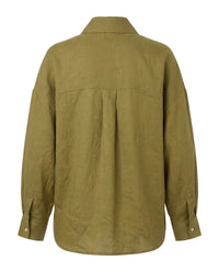Chemise oversize en lin VAN PALMA Vert Olive – vue de dos