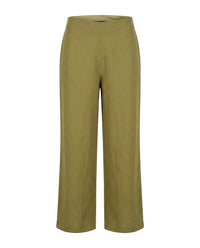 Pantalon large Lune en lin VAN PALMA Vert Olive – vue de face
